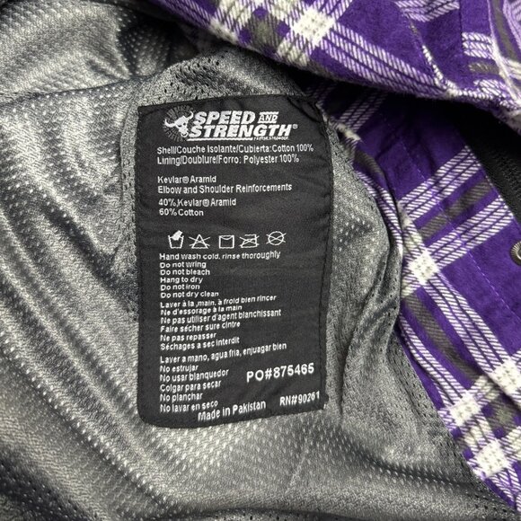 SPEED & STRENGTH Smokin Aces Purple Plaid Flannel Motorcycle Jacket Womens 2XL - Picture 7 of 7